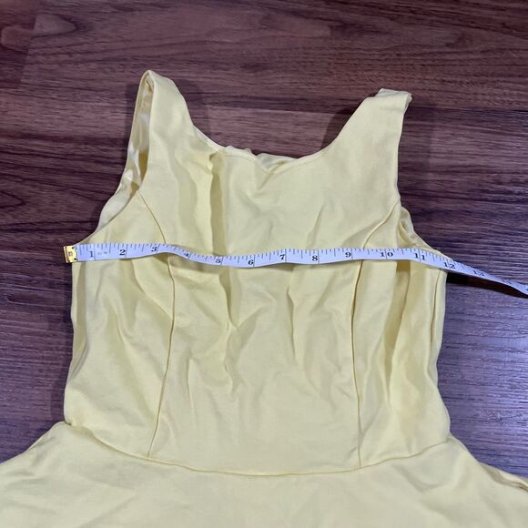 Lulus Wanderlust Yellow Skater Dress Womens Small Fitted Rayon Blend Lined - Picture 3 of 8